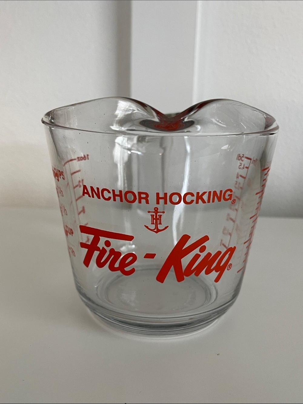 Vintage Anchor Hocking Fire-King 2 Cup Glass Measuring Cup Red USA